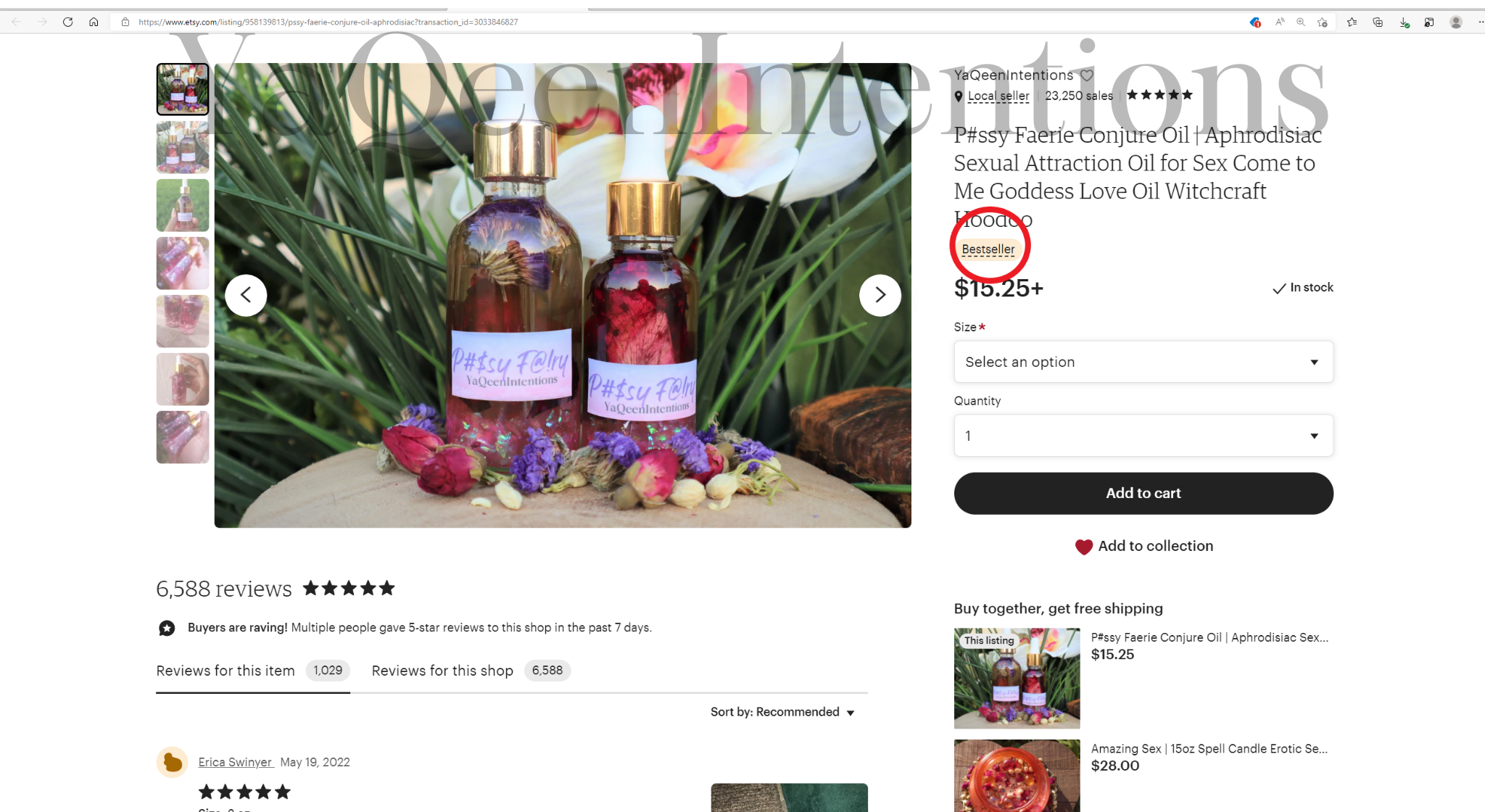 P#$sy F@!ry Conjure Oil for Extreme Arousal and Intimacy