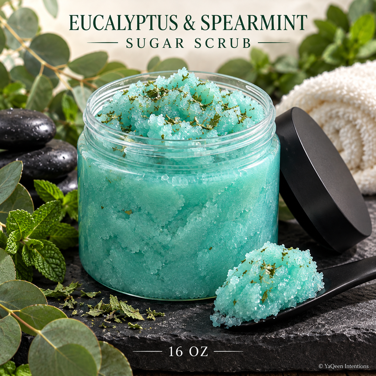 Spearmint & Eucalyptus Sugar Scrub for Exfoliating Dry Skin