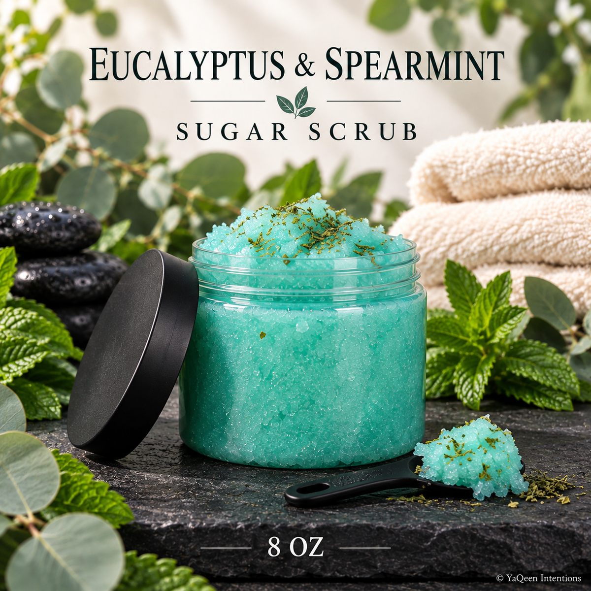 Spearmint & Eucalyptus Sugar Scrub for Exfoliating Dry Skin