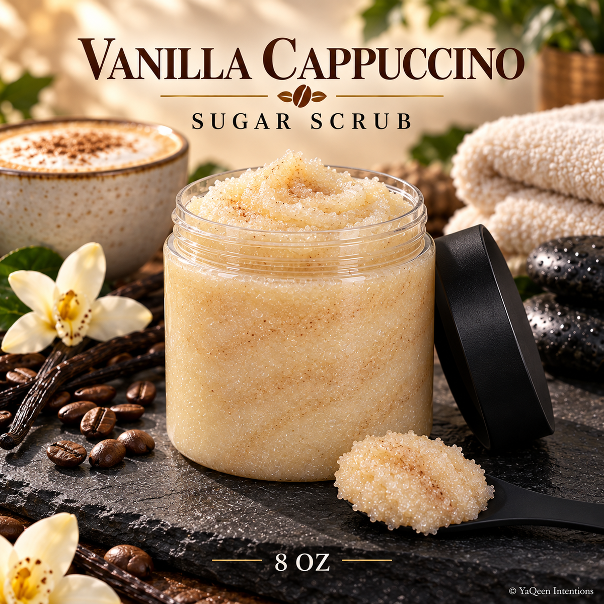 Vanilla Cappuccino Sugar Scrub for Moisturizing Dry Skin and Exfoliation