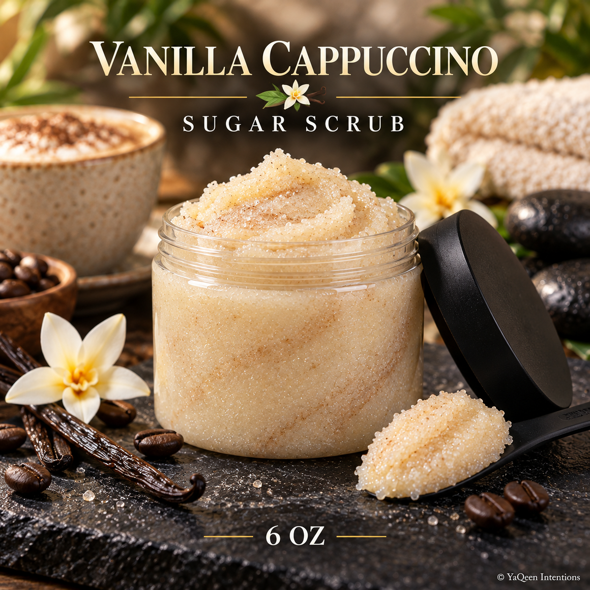 Vanilla Cappuccino Sugar Scrub for Moisturizing Dry Skin and Exfoliation