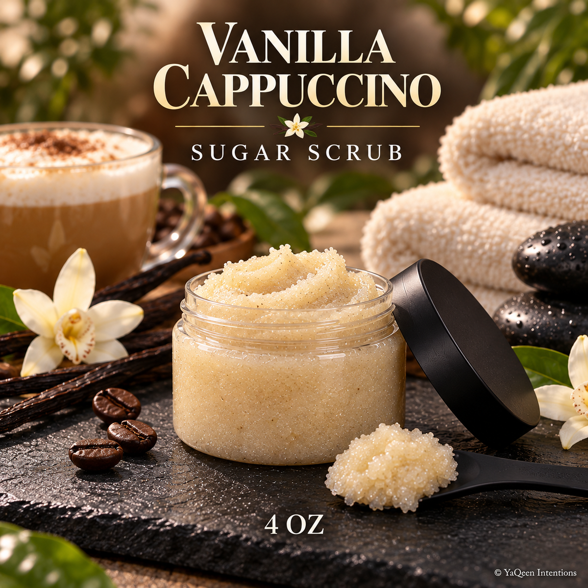Vanilla Cappuccino Sugar Scrub for Moisturizing Dry Skin and Exfoliation