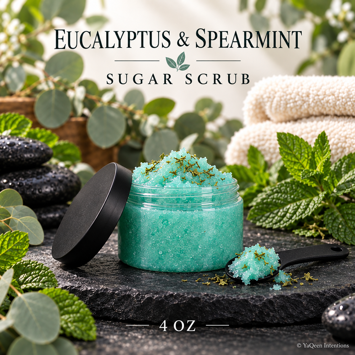Spearmint & Eucalyptus Sugar Scrub for Exfoliating Dry Skin