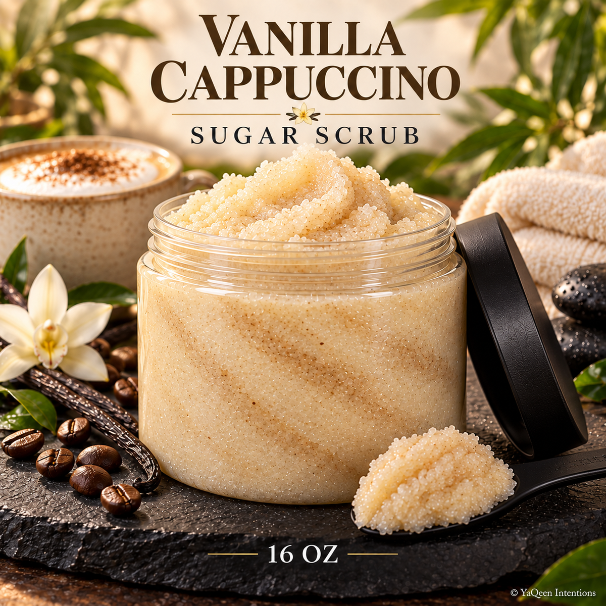 Vanilla Cappuccino Sugar Scrub for Moisturizing Dry Skin and Exfoliation